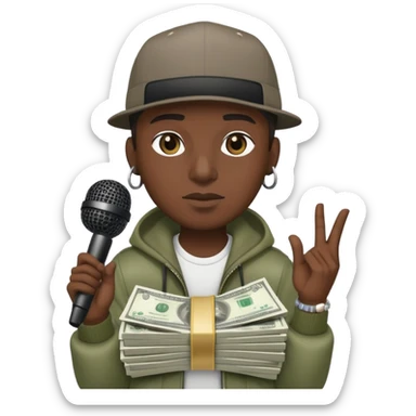 Rapper with a microphone and money sticker