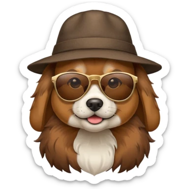 dog with hat and sunglasses sticker