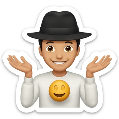 superstitious smiling man in black hat squeezing his balls sticker