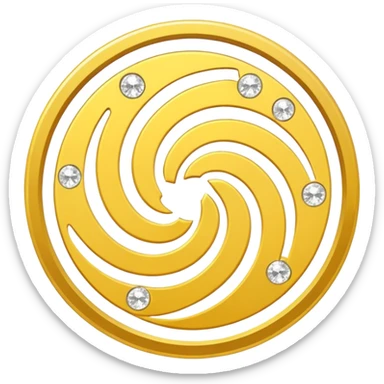 classic emoji style gold coin with magic sparkles swirling around it sticker