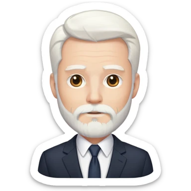 evil man in suit with white hair and white poined be sticker