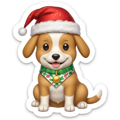 Dog in new yaer hat wrapped paper new yaer  sticker