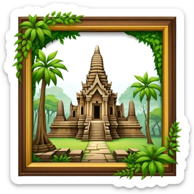 Cinematic Realistic Ayutthaya Ruins Landmark Emoji, depicted with ancient temple ruins amid lush greenery rendered with dramatic textures and nostalgic, warm lighting. sticker