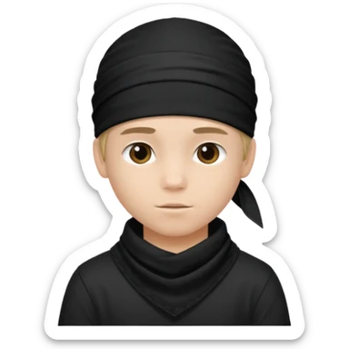 Make a boy wearing black bandana with some design on it  sticker