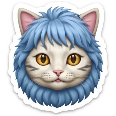 a cat with wig sticker