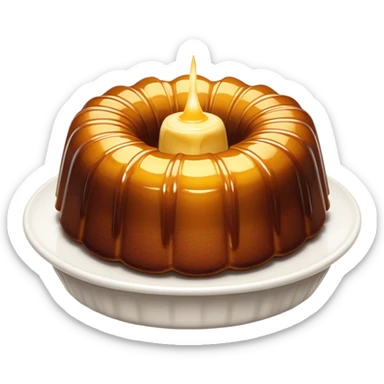 Cinematic rich cannelé, dark caramelized crust with a soft, custard-like interior, glossy finish, warm golden hues, elegant and indulgent. sticker