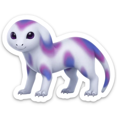  White with indigo-Violet-purple-pinkish-gradient markings beautiful handsome gorgeous aesthetic colorful vibrant Vernid-Trico-species-Fakemon-creature by LiLaiRa, 4 legs, 1 tail, random markings, (full body) sticker