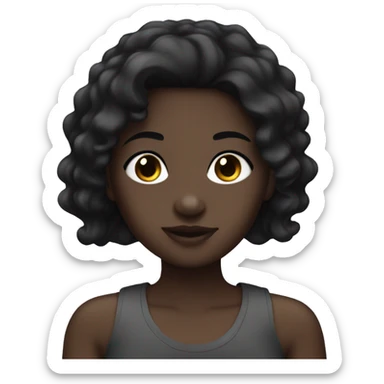 Cute dark skin girl with jet black hair sticker