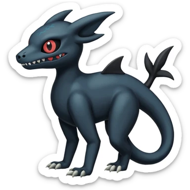 Vintage Dull Dark Gloomy Duskull-Salandit-Umbreon-Fakémon-hybrid-creature (full body)  sticker