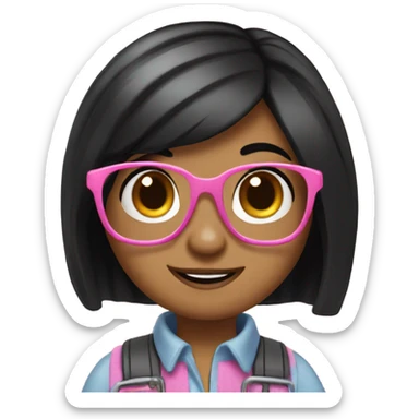 Cute and girly bob the builder with black hair and glasses sticker