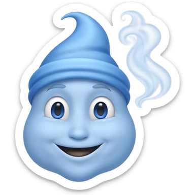 blue genie emerging smoke. sticker