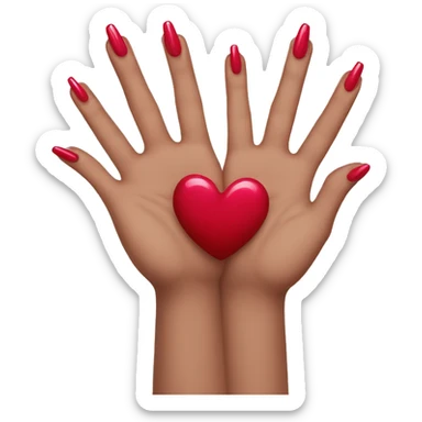 heart with hands and nail polish sticker