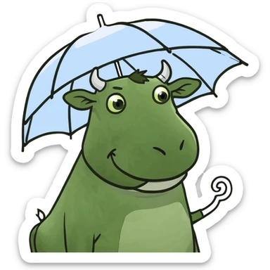 cow with an umbrella  sticker