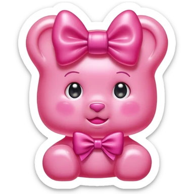 pink girl gummy bear with bow sticker
