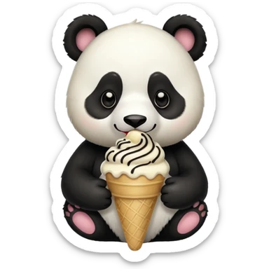 Panda eating ice cream sticker