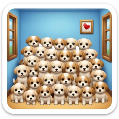 Room filled with puppies  sticker