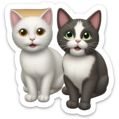 two cats howdy neighbor sticker