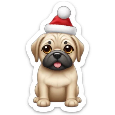 mops mit weihnachtsmütze sticker