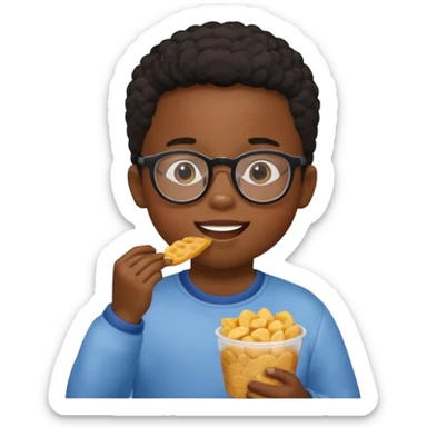 snack holding black kid with glasses on eyes sticker