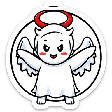 devil with angel halo sticker