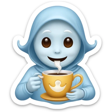 Casper the Ghost Drinks Coffee sticker