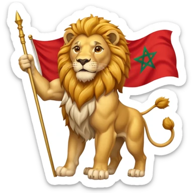 A atlas lion holding a morocco flag sticker