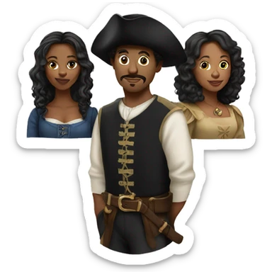 Three musketeers 2 black women 1 white male sticker