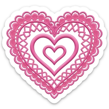 pink lace heart sticker