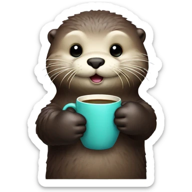 sea otter with cup in hands sticker