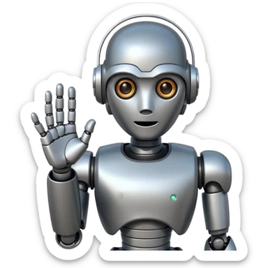 robot asking with hand sticker