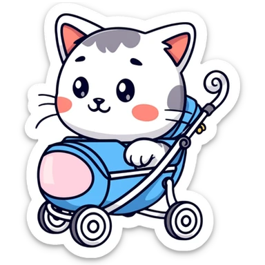 Cat in a stroller sticker