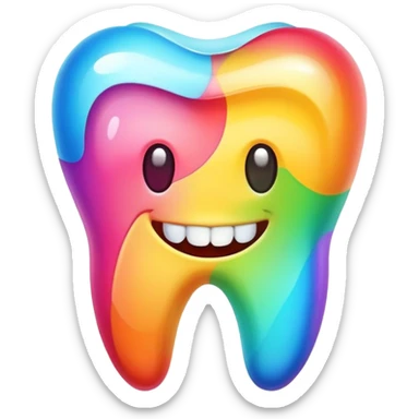 colorful dental app icon, tooth app with vibrant colors sticker