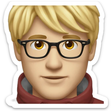 blond man confident persol glasses dark red pullover sticker