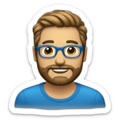 Hombre con barba y lentes azules, pelo canoso sticker