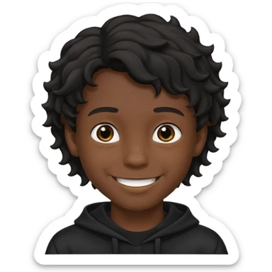 Menino de 15 anos de cabelo ondulado preto e de roupa preta sticker