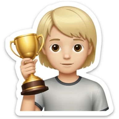 хлопець з блондинистим каре тримає кубок sticker