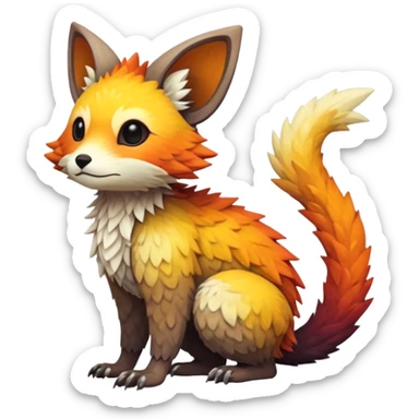 lush warm-colored Fakémon-Trico-creature (full body) sticker