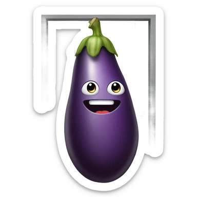 an eggplant entering a door sticker