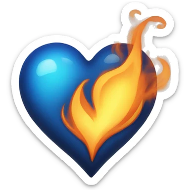 Blue fire heart sticker