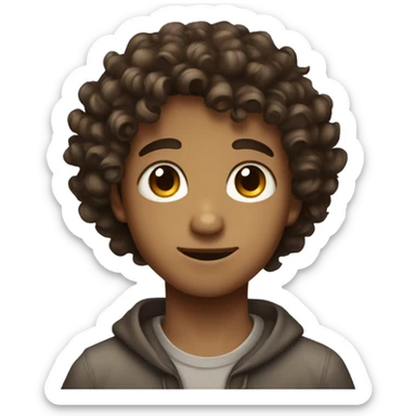 Cute boy with curly hair and brown eyes  sticker