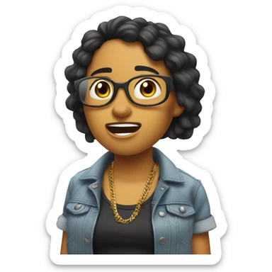 Chica haciendo un rap sticker