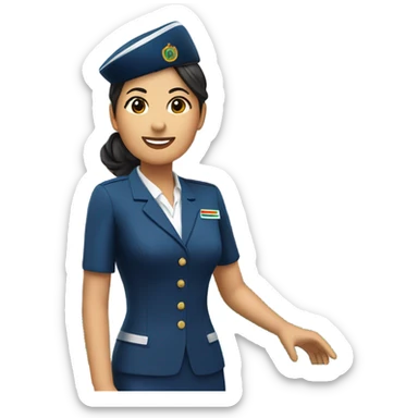 Flight attendant Asian with Italy behind her sticker