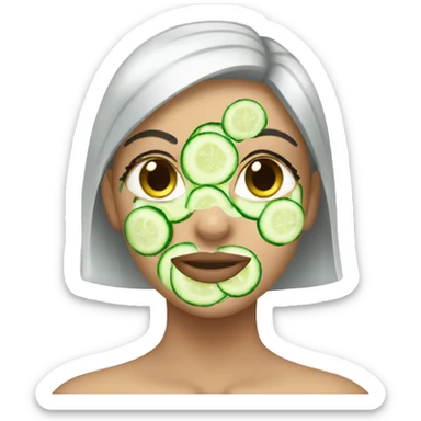 A girl with a cucumber facemask sticker