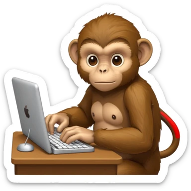 monkey typing the keyboard sticker