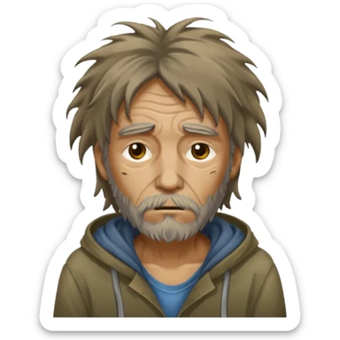 very dirty looking homeless person very very dirty and smelly looking face only sticker