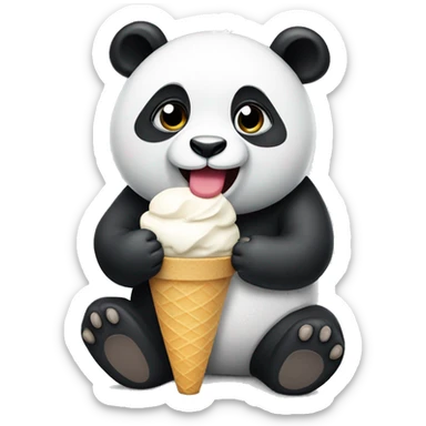 Panda eating ice cream sticker