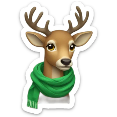 sad deer with green scarf sticker