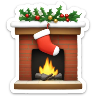 christmas stocking by fireplace sticker