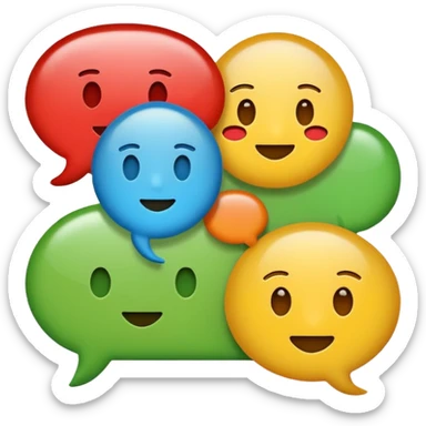 A minimalist emoji-style icon representing wordplay — symbolizing creativity with language. It features an open book or speech bubble merging with playful letters or word fragments, forming a clever visual pun. sticker