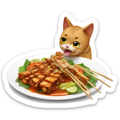 cat eat satay sticker